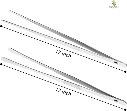 Vista 2 de ChefBee - Pinzas de cocina de acero inoxidable de 12 pulgadas con puntas dentadas