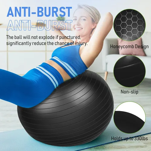 Vista 3 de Leyndo 2 pelotas de yoga grandes de 26 pulgadas, pelota de ejercicio antiestallido con bomba, 26 pulgadas/25.6 in para mejorar la postura