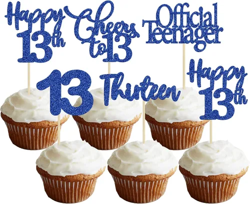 Vista 54 de Paquete de 30 adornos para cupcakes con purpurina de doble dígito para cumpleaños de 10 años, para cumpleaños, aniversario, fiesta, suministros