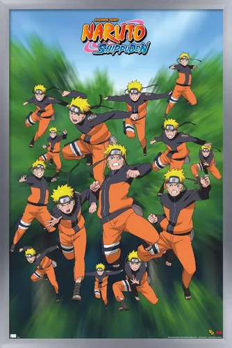Vista 10 de Trends International Naruto Shippuden - Póster de pared de poses, 14.725 x 22.375 pulgadas, versión enmarcada de madera de granero