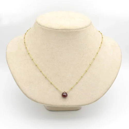Vista 16 de Collar con colgante de piedra natal con piedra preciosa genuina, relleno de oro de 14 quilates, 18 pulgadas
