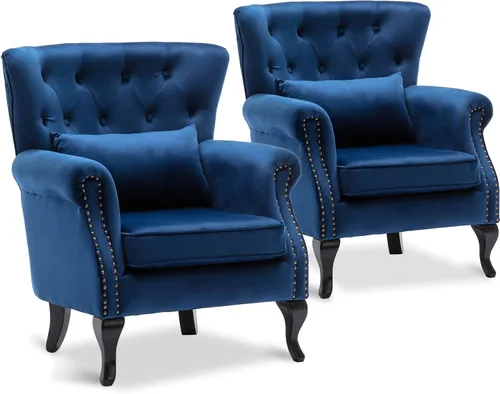 Vista 32 de Sillas de Brazo de Lectura Accent Sillas Midcentury Modernas Cómodas Silla de Sofá de Esquina, Silla de Club Wingback de Sala de Espera con Respaldo