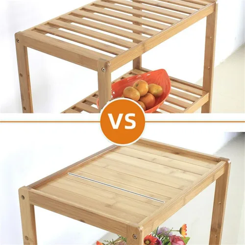 Vista 6 de Estante de almacenamiento de madera maciza con estantes ajustables, estante de almacenamiento de bambú de varios niveles para cocina, sala de estar