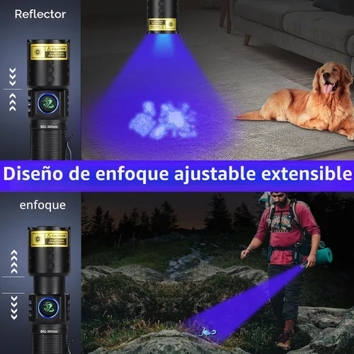 Vista 2 de DARKBEAM Linterna UV 365nm LED de luz negra, linternas ultravioleta UV 365 NM (azul)
