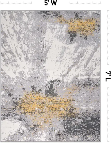Vista 2 de Rugshop Alfombra moderna abstracta resistente a las manchas suave 5' x 7' amarillo