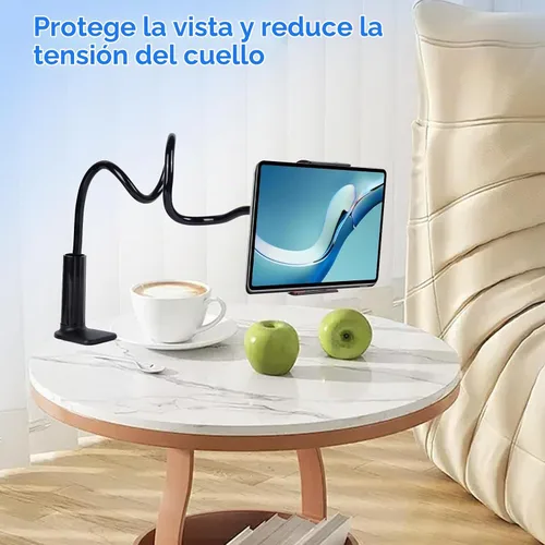 Vista 4 de Lazy Bracket Soporte para tableta de cuello de cisne para cama, soporte ajustable de brazo largo flexible de 360 grados para soporte de teléfono