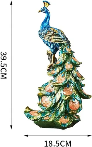 Vista 3 de qiuqiu Figura creativa de arte, escultura de pavo real, decoración del hogar, escultura de estatua de resina, decoración de decoración