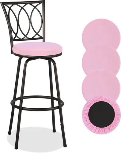 Vista 13 de Deisy Dee 4 fundas de asiento redondas para taburetes de bar, fundas elásticas para sillas redondas de 13 a 16 pulgadas (negro)
