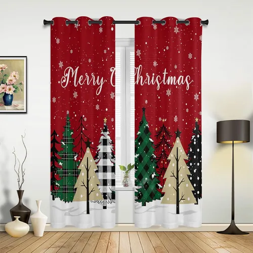 Vista 11 de Libaoge Cortinas de Navidad para cocina, dormitorio, juego de 2 paneles, diseño de muñeco de nieve de Navidad, cortinas de invierno con copos