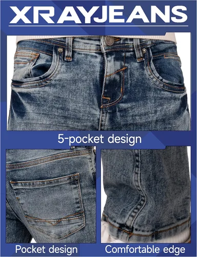 Vista 5 de X RAY Jeans desgastados para niños (2T-16), pantalones elásticos ajustados para niños grandes y pequeños, jeans rasgados para niños