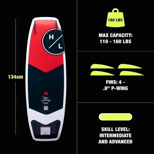 Vista 3 de Hyperlite Murray Pro Wakeboard - Wakeboard Shaun Murray Signature - Perfecto para ciclistas intermedios a avanzados - Solo tabla y aletas