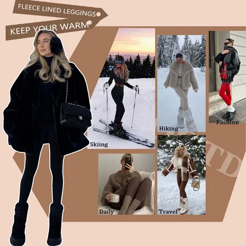 Vista 5 de Leggings con forro polar y bolsillos para mujer, pantalones térmicos de cintura alta con control de abdomen, pantalones de yoga para entrenamiento