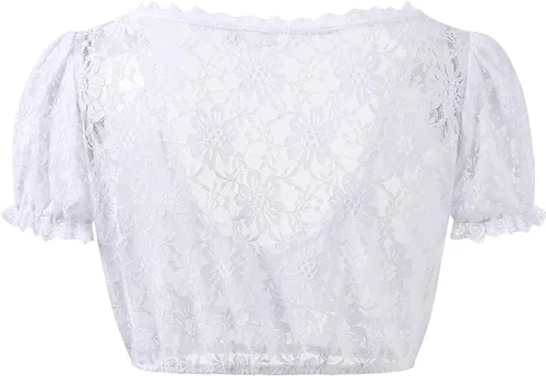 Vista 4 de Shireake - Blusa de encaje para mujer con diseño tradicional de Oktoberfest