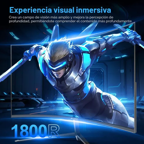 Vista 7 de Gawfolk - Monitor curvo de juegos de 27 pulgadas, 144Hz/180Hz, monitor de PC Full HD 1080P, pantalla de computadora sin marco de 1800R