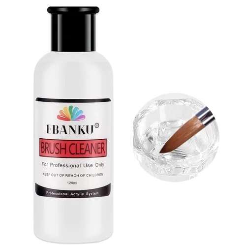 Vista 8 de EBANKU Limpiador de pinceles de uñas acrílico de 4.1 fl oz, 3 en 1, cepillo de uñas, solución limpiadora de cepillo de uñas, limpieza rápida
