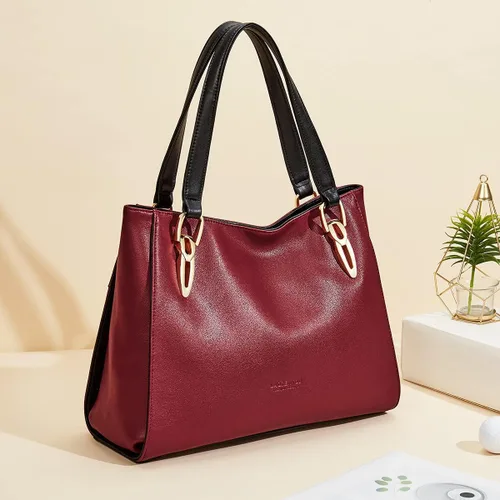 Vista 2 de LAORENTOU Cow Leather Tote Handbags for Women Top-handle Purse Lady Pocketbooks Shoulder Bags Work Tote Bags