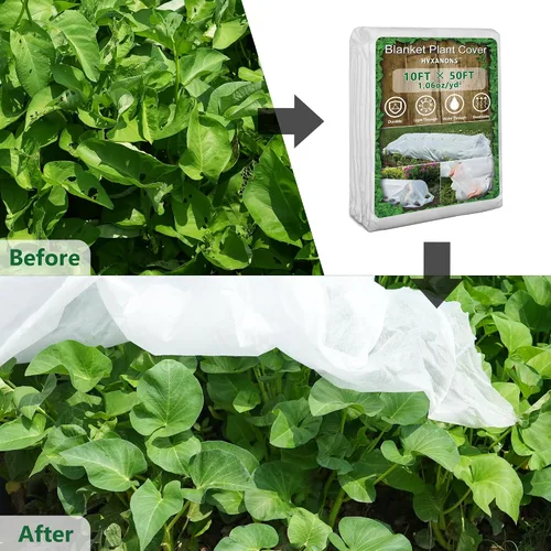 Vista 7 de Cubiertas para Plantas de 10 x 33 Pies Protección contra Congelación, 1.06 oz/yd² Tela de Cobertura de Hileras Flotante Grande y Gruesa