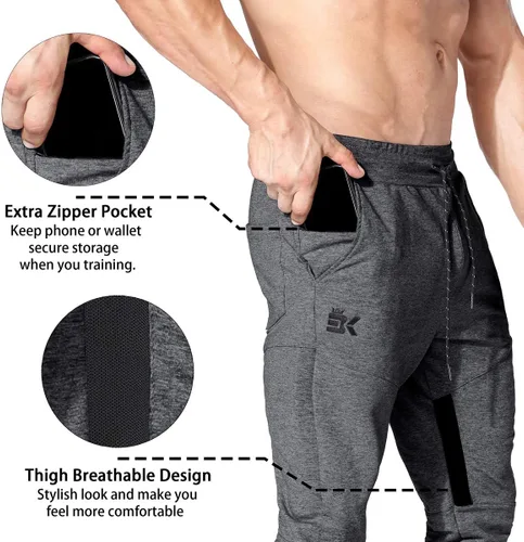 Vista 4 de Pantalones ajustados en el muslo de BROKIG para hombre, de malla, con bolsillo con cremallera, infomal.