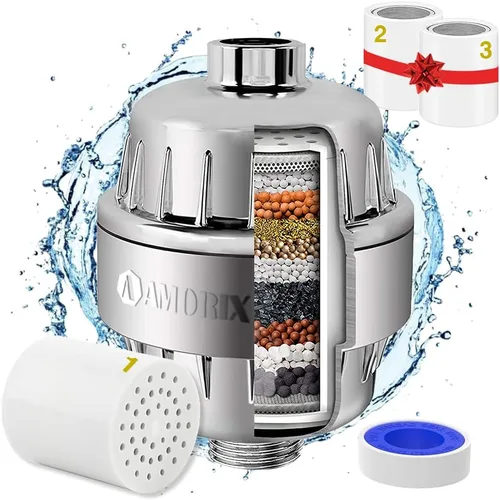 Vista 13 de Filtro de ducha de 15 etapas para agua dura, filtro de ducha de alto rendimiento que reduce la piel seca, picazón en el cuero cabelludo, mejora