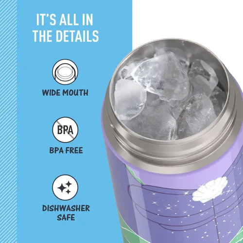 Vista 5 de THERMOS FUNTAINER - Botella aislada al vacío de acero inoxidable de 16 onzas con tapa ancha de boquilla, princesa Ariel Princess Ariel