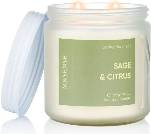 Vista 14 de M&SENSE Vela perfumada rosa de jazmín – Cera de soja natural de 11.6 onzas, 70 horas de tiempo de combustión de larga duración, vela de primavera