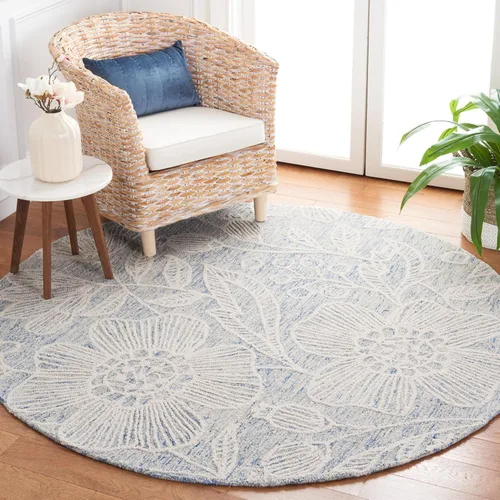 Vista 13 de SAFAVIEH Jardin Collection - Alfombra de pasillo, 2 pies 3 pulgadas x 8 pies, azul y marfil, lana floral hecha a mano, ideal para zonas de alto