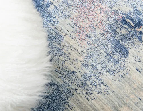 Vista 4 de Unique Loom Helios Collection - Alfombra Santorini (2 pies 2 pulgadas x 6 pies 1 pulgada, azul/beige)