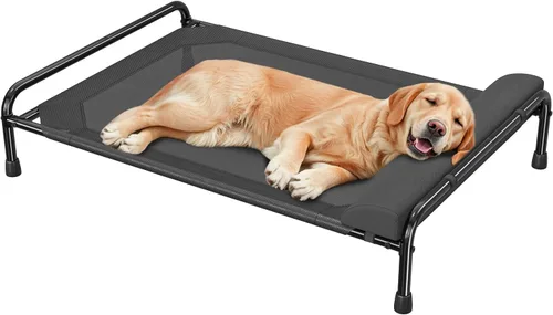 Vista 13 de Simple Trending - Cama elevada para perros para perros de tamaño grande, cuna elevada para mascotas al aire libre con cama de hamaca para mascotas