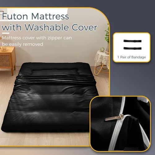 Vista 6 de MAXYOYO Colchón de futón de suelo japonés de 15 cm de grosor, colchón de tatami plegable para adultos, cama enrollable para habitación de invitados