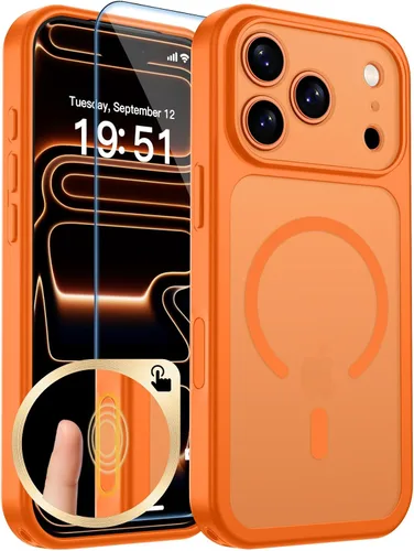 Vista 71 de zapica Funda magnética para iPhone Air, con protector de pantalla de vidrio templado, compatible con MagSafe, translúcida mate, a prueba de golpes