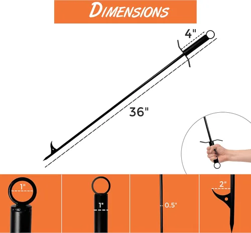 Vista 2 de SIMOND STORE Poker para hogueras de 36 pulgadas, resistente con recubrimiento en polvo resistente a la corrosión, póquer para chimenea