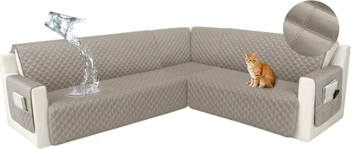 Vista 16 de HDCAXKJ Funda seccional de esquina impermeable para sofá de terciopelo en forma de L, fundas para sofá para mascotas, perros, suaves, resistentes