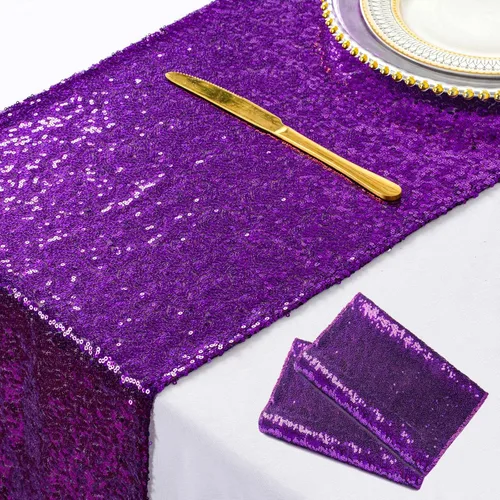 Vista 13 de ShiDianYi - Camino de mesa holográfico de lentejuelas de 12 x 72 pulgadas, azul iridiscente Fondo de boda con purpurina, decoración de fiesta