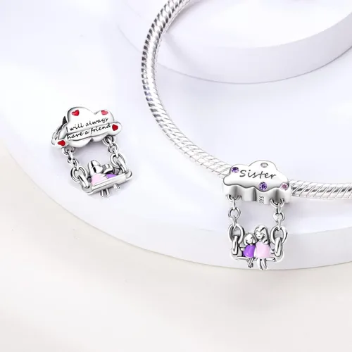 Vista 3 de Hapour Abalorios de plata de ley 925 aptos para pulseras de dije, dije de corazón de sol para mascotas, pulsera y collar, cuentas de joyería