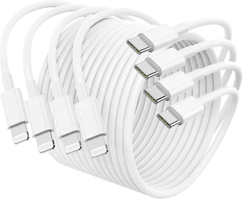 Vista 9 de [Usado] Paquete de 4 cables USB C a Lightning de 6 pies, cable de carga rápida para Negro