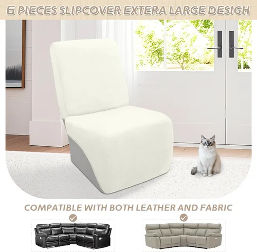 Vista 190 de Arfntevss Fundas de sofá seccional reclinable de terciopelo, Funda de sofá seccional de esquina para sofá reclinable, Funda elástica suave