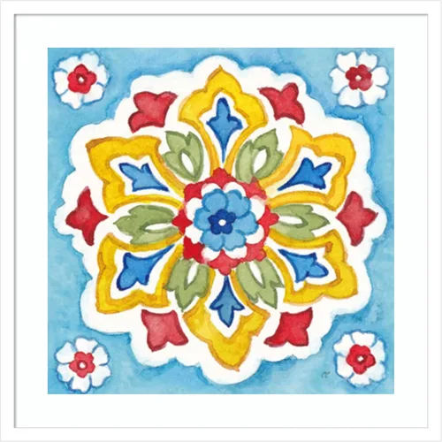 Vista 11 de Amanti Art Lienzo enmarcado para pared, 21 x 21 pulgadas, diseño de azulejos turcos IV de Cynthia Coulter, póster enmarcado para decoración