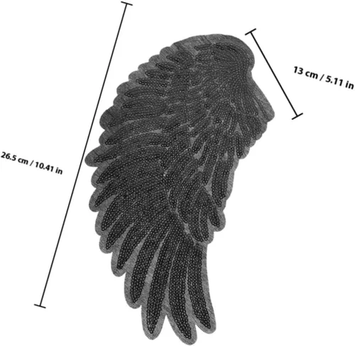 Vista 2 de ORFOFE 2pcs Black Angel Wing Sequin Embroidered Cloth Patches DIY Iron-on Applique for Jackets and Clothing Decoration Accessories