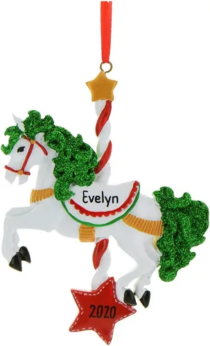 Vista 2 de Adornos de Navidad Personalizados de Carrusel 2025 - Adornos Personalizados de Carrusel de Navidad Adorno de Unicornio Personaje para Niñas Niña