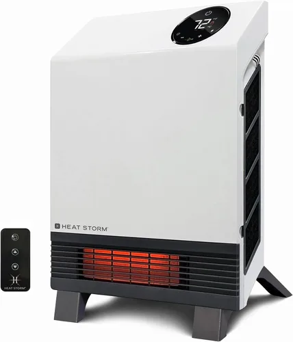 Vista 17 de Heat Storm - Calentador infrarrojo de pared HS-1000-WX para interiores, ahorrador de espacio, 1000 vatios, con control remoto, rejilla segura al Gris