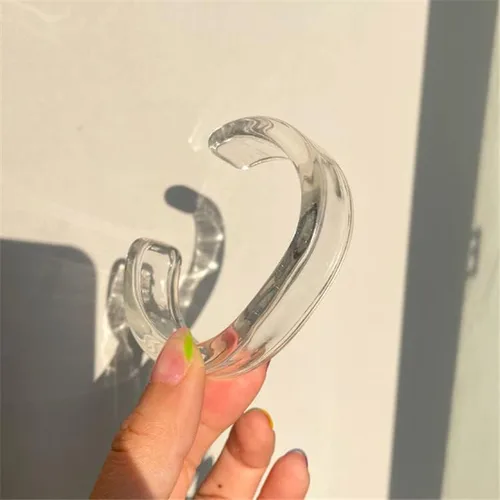 Vista 2 de Pulsera ligera y colorida de resina acrílica, transparente, gruesa, delgada, de cara ancha, resina acrílica, para mujeres y niñas, joyería de moda