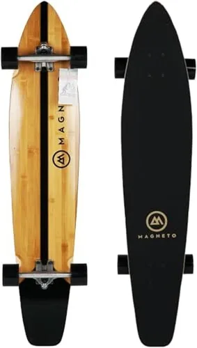 Vista 11 de Magneto 44 inch Kicktail Cruiser Longboard Skateboard Bamboo and Hard Maple Deck Made for Adults, Teens, and Kids