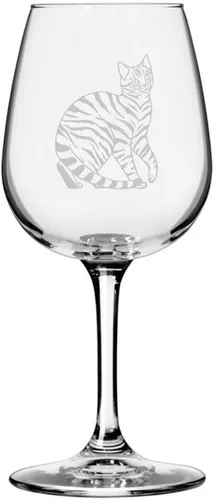 Vista 144 de Copa de vino de 12.75 onzas con temática de gato abisinio grabada para todo uso