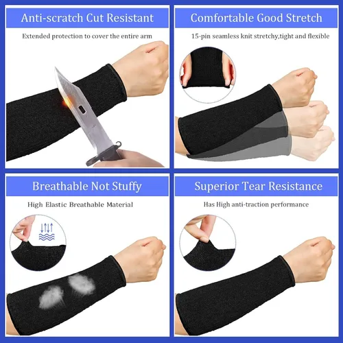 Vista 5 de Geyoga 2 pares de mangas resistentes a los cortes, manga protectora de brazo de nivel 5 para piel fina y moretones, jardinería para hombres