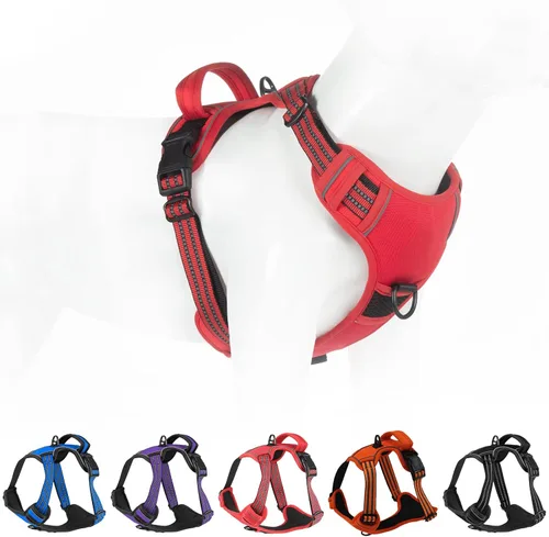Vista 9 de Arnés sin tirones para perros pequeños, medianos y grandes, chaleco reflectante ajustable para mascotas con clip frontal acolchado para cachorros