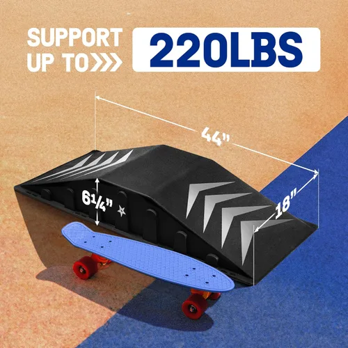 Vista 2 de Yes4All Single-Piece Skateboard Ramp, Bike Ramp, Skate Ramp - Design for Beginners, More Durable, Safe, Capacity 220Lbs