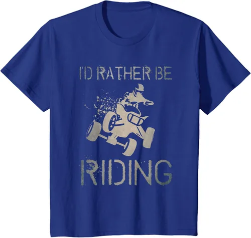 Vista 60 de Camiseta gráfica I'd Rather Be Riding ATV Quad Racing Rider de 4 ruedas, Negro