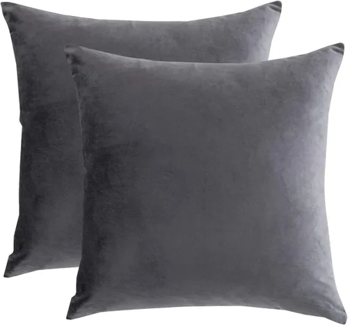 Vista 37 de RainRoad Fundas de Almohadas Decorativas Negras Juego de 2 de Terciopelo Suave 18x18 Pulgadas para Sofá Cama (Negro, 18" x 18"(Paquete de 2))