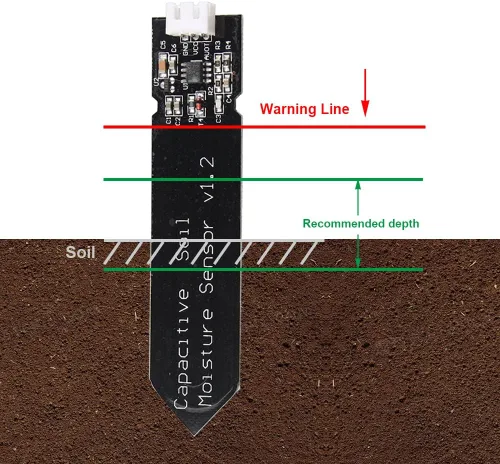Vista 3 de 5 piezas de módulo de sensor de humedad del suelo capacitivo analógico 3.3~5.5V, sensores de detección de humedad resistentes a la corrosión
