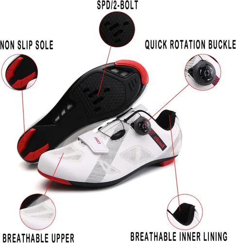 Vista 5 de Zapatos de ciclismo para hombre, zapatos de bicicleta de montaña con tacos, zapatos de bicicleta de primera calidad para hombre, zapatos
